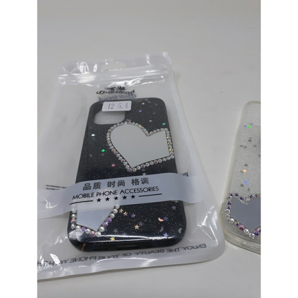 Transparent Sequin Heart Mirror Design Phone Case - Picture 11 of 14